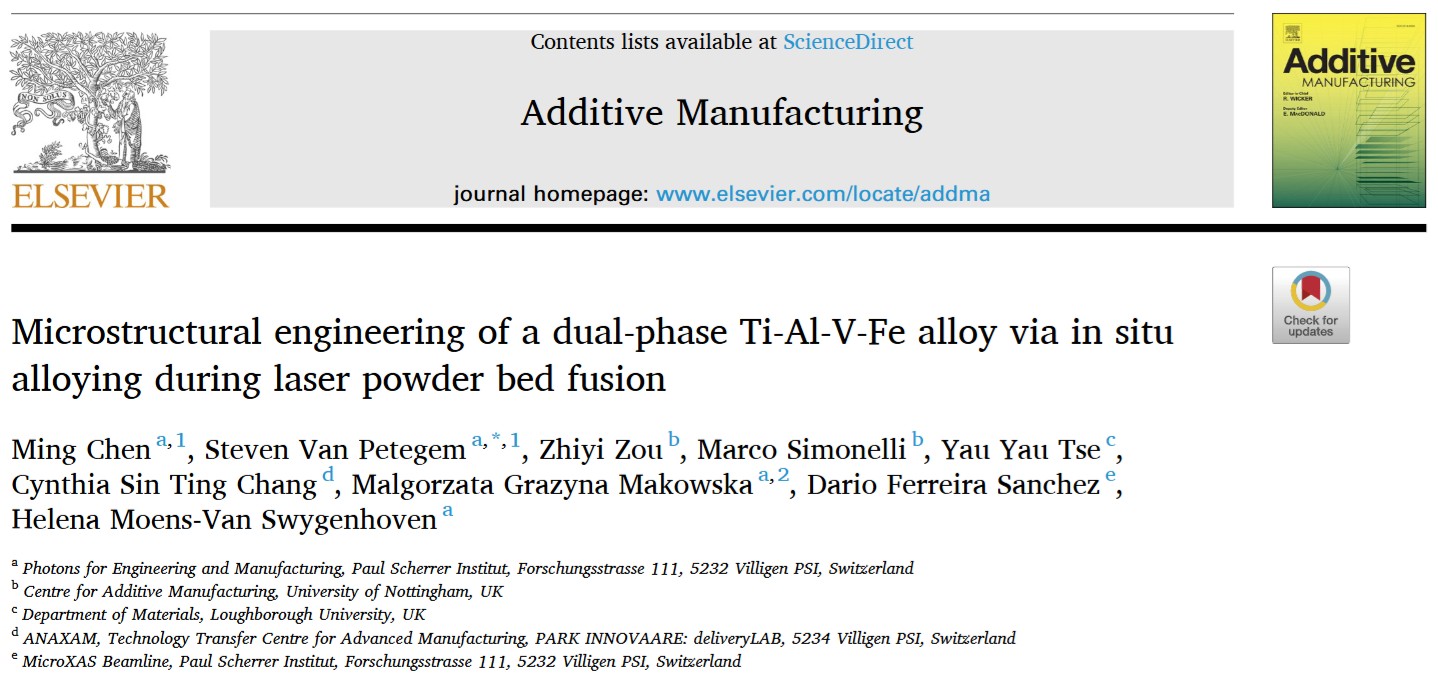 Paper snapshot: Microstructural engineering of a dual-phase Ti-Al-V-Fe alloy via in situ alloying during laser powder bed fusion